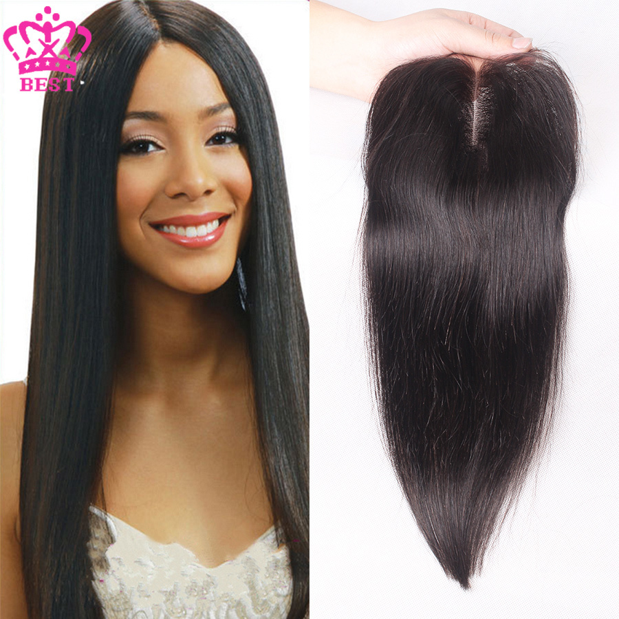 Image of 7A Brazilian Straight Lace Closure Free Middle 3 Part Lace Closure Bleached Knots,Virgin Human Hair Lace Closure For Black Woman