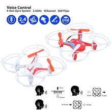 FINECO Fx-21v 2.4G 5CH 6-Axis Gyro RC Quadcopter mini Drone with English Voice Control Headless Mode 3D Flips Drones