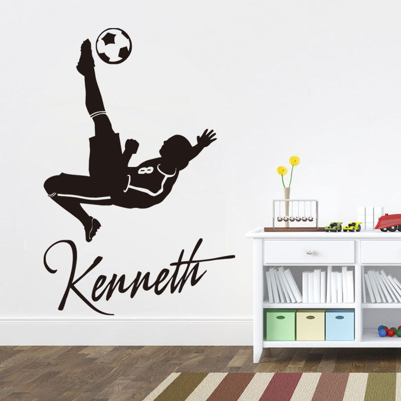 Wall Decal Football ball Player Personalized Custom Name Soccer Sport M1720