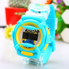 Wholesale NEW Cartoon 3D despicable me 2 minion Wrist watch kids children cartoon quartz watches christmas