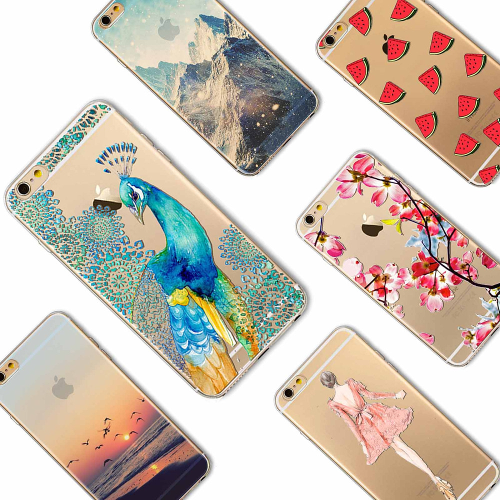 Image of 6/6s Animals Painted TPU Transparent Case For Iphone 6 6s Slim Back Protect Skin Rubber Phone Cover TPU Silicone Gel Case