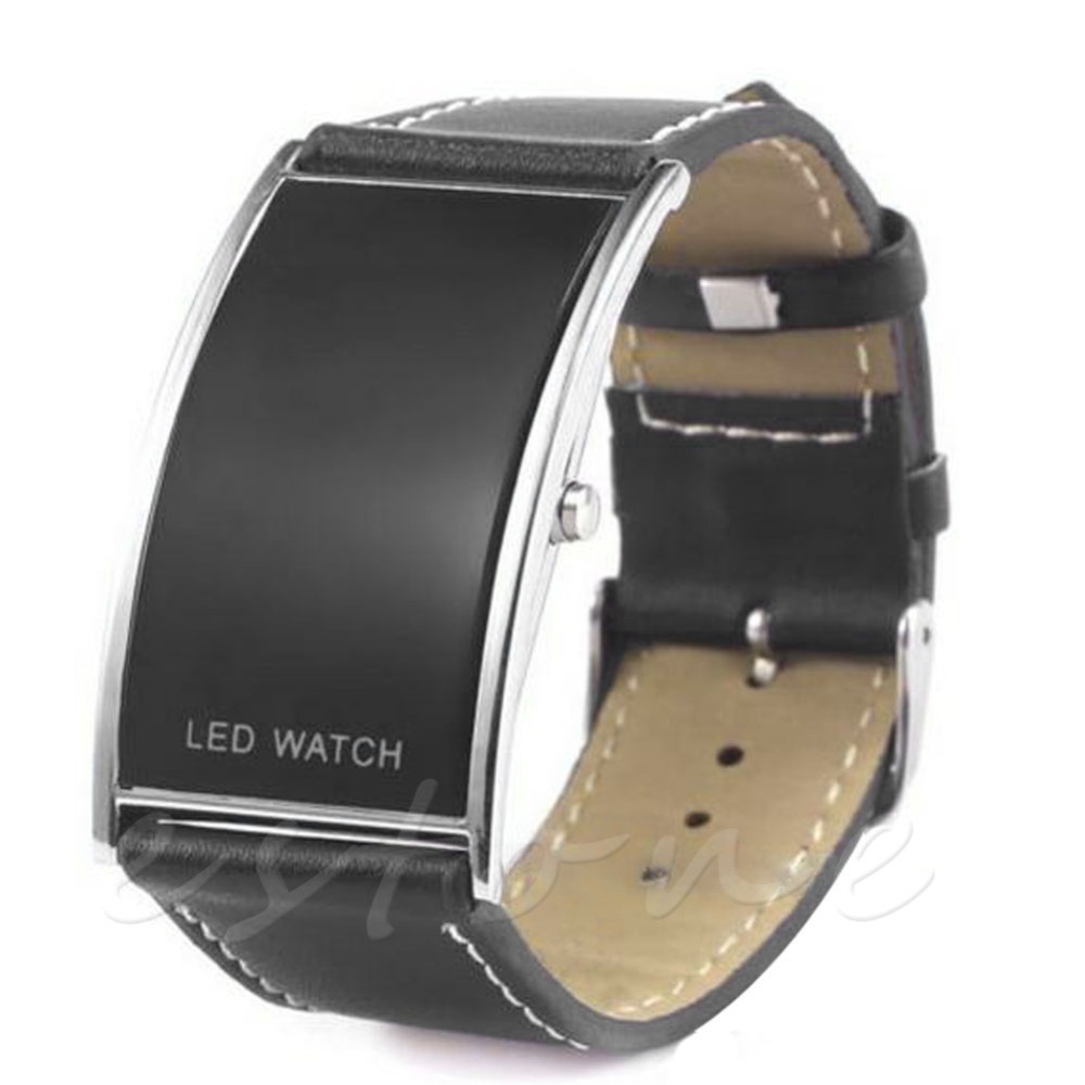 Free Shipping New LED Digital Date Watch Leather Strap Casual Lady Men Wristwatch