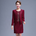 2016 New Middle Aged Mother Dress Dress Suit Heavy Beading Sewing Zipper 2 Pieces Plus Size