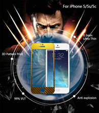 Kuzu Design Colorful Ultra Thin Clear Tempered Glass Screen Protector For Apple iPhone 5/5s Protective Guard Film For iPhone 5c