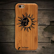 Hot sale Sun and Moon BambooWood Phone Case Cover For Apple Iphone6 Hard Back Cover Case Protector For iphone 6Splus