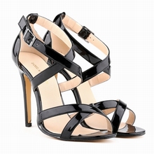 Fashion Women Sandals Patent Open Toe Ankle Straps Sandals High Heels Summer BRIDAL PATENT LEATHER 102-1A-PA