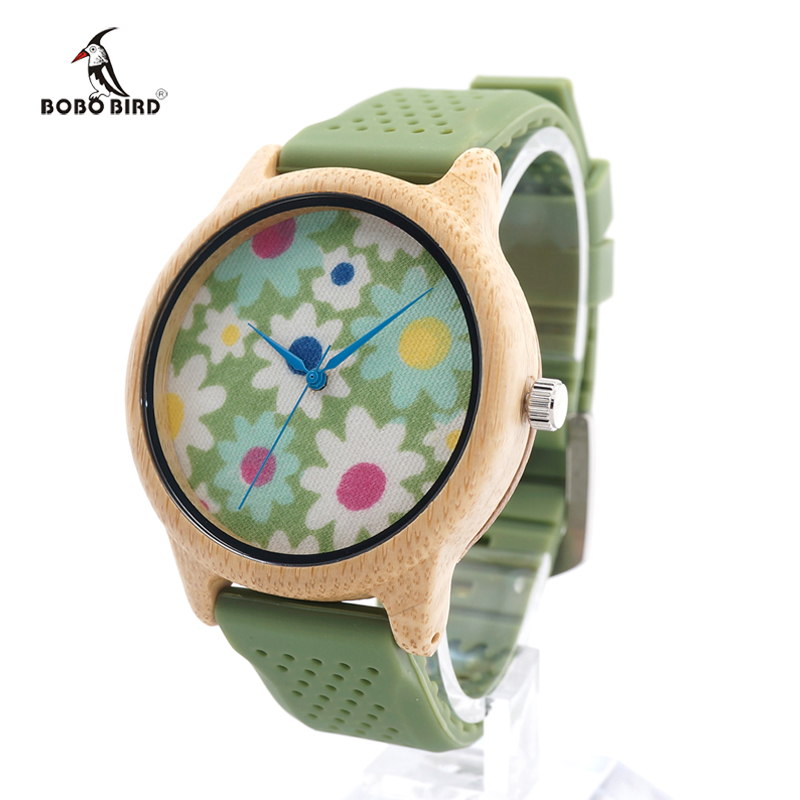 2016 Women Cute Watch Brand Design Casual Bamboo Watch Silicone Band Women and Girl Quartz watch silicone Women Dress Watch