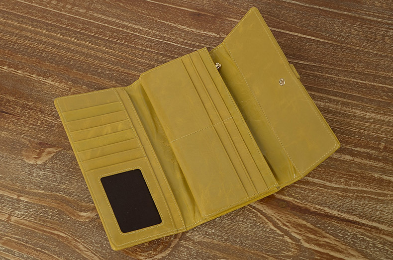 Imported Grain Leather Korea Style Burnished Leather Women's Long