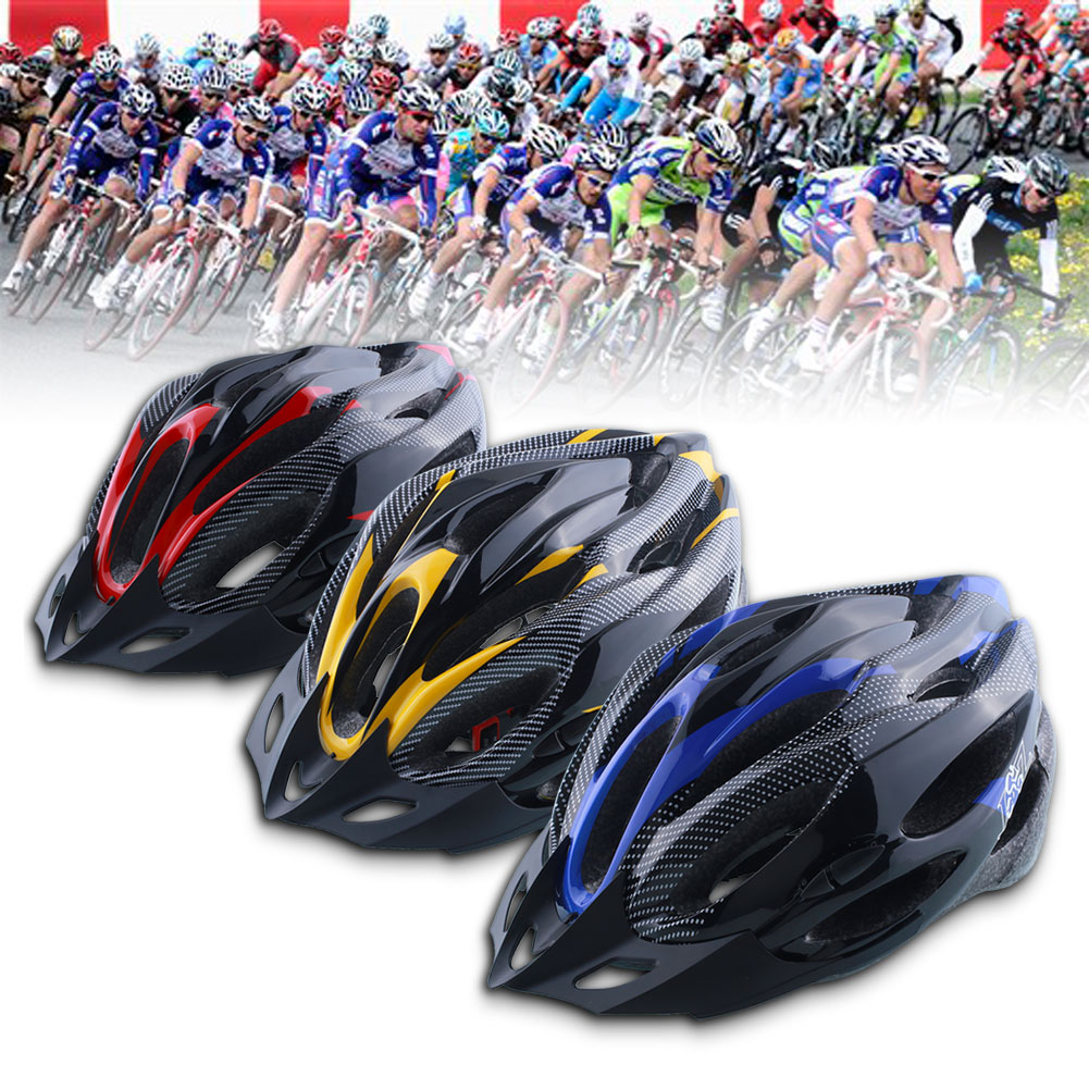 Image of Cycling Helmet Adjustable Bicycle Bike Safety Unisex Shockproof ultralight with Visor Red/Yellow/Blue