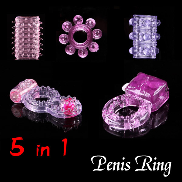 Image of 5 Different Penis Rings, Vibrating Rings, Cock Rings, Sex Ring, Silicone Cockrings, Sex Toys for Men 5pcs/lot