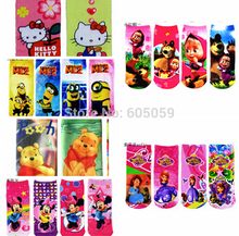 one pair one size 6 to 13 years polyester cartoon despicable me Masha bear Sofia Children’s socks kids boy girls Gift uhu028