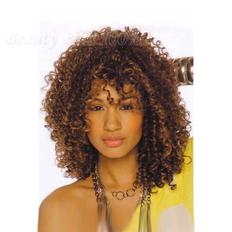 18" Cheap Afro Long Kinky Curly Wig African American Wig For Black