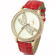 2015 nueva moda del reloj de la libélula patrón cristal de reloj de cuarzo analógico Casual reloj Relogio Feminino mujeres vestido reloj reloj
