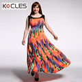Plus Size 6 7XL Women Summer Bohemian Elegant Maxi Fit and Flare Print Patchwork O Neck