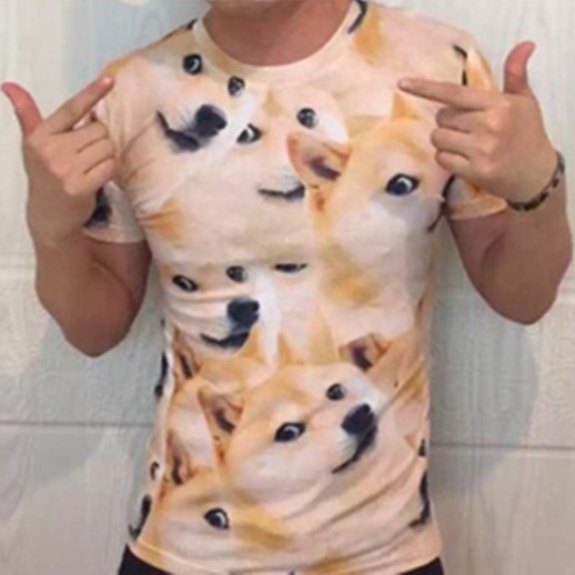 2015 New Style Creative God Annoying Dog 3d T Shirt Covered With Small Funny Kabosu Dog Doge T-shirts For Men and Women 111