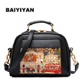 Fashion PU Leather Women Leather Handbags Casual Oil Picture Pattern Women Shoulder Bag Fashion Female Tote