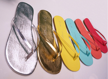 quality 2016 women summer thong slippers real leather flip flops fashion beach sandals candy jelly shoes supercolor K007