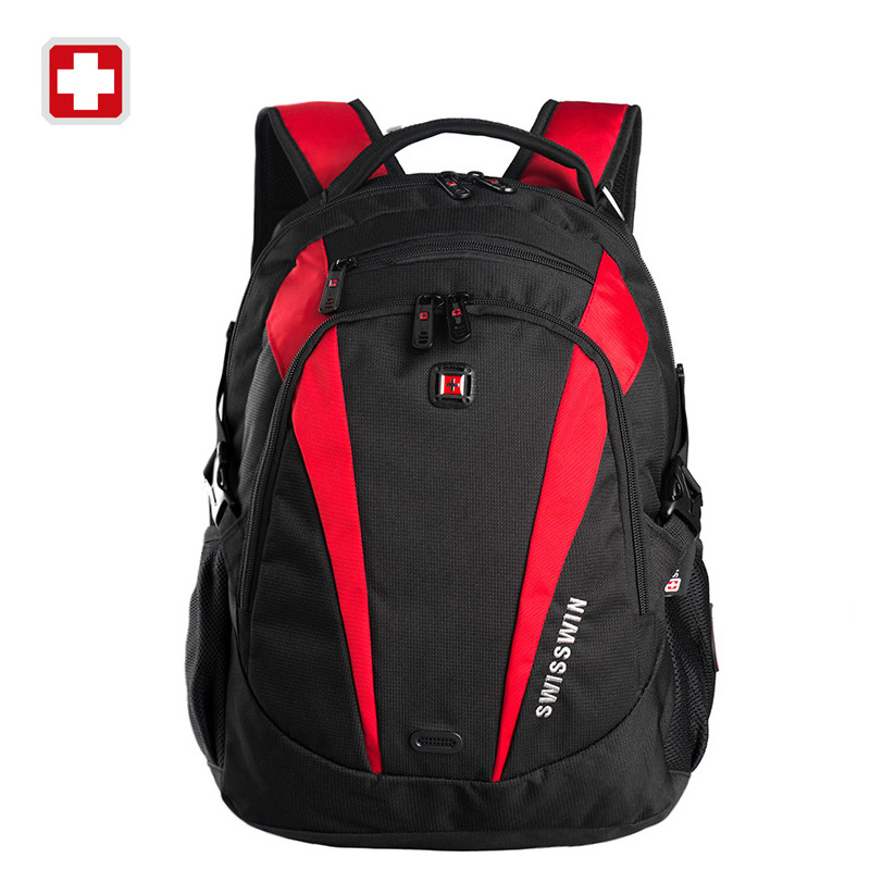 Swisswin School Backpack For Teenage Boys 14 inch Mens Laptop Backpack Sw9986 Black Red Green
