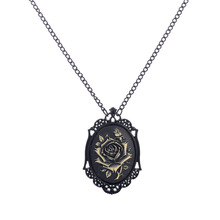 Women’s Fashion Jewelry Black Morbid Rose Goth Pendant Necklace for Women Victorian Steampunk Cameo Domino Vintage Men Necklaces