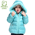 PCORA Winter Jacket for Girls White Duck Down Jacket Children Hooded Pink blue Girls Winter Coat