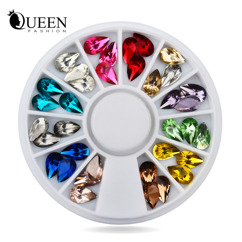 Image of 2015 New Nail Art Decoration Rhinestones,5X8mm Mix 12colors 3d Glitter Charm Nail Gem Stones Wheel,DIY Nail Jewelry Accessories