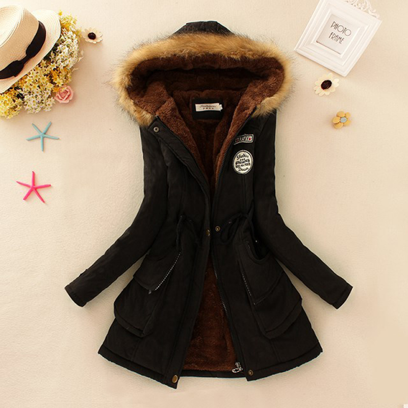Image of Winter Jacket Women 2016 New Winter Womens Parka Casual Outwear Military Hooded Coat Fur Coats Manteau Femme Woman Clothes A77