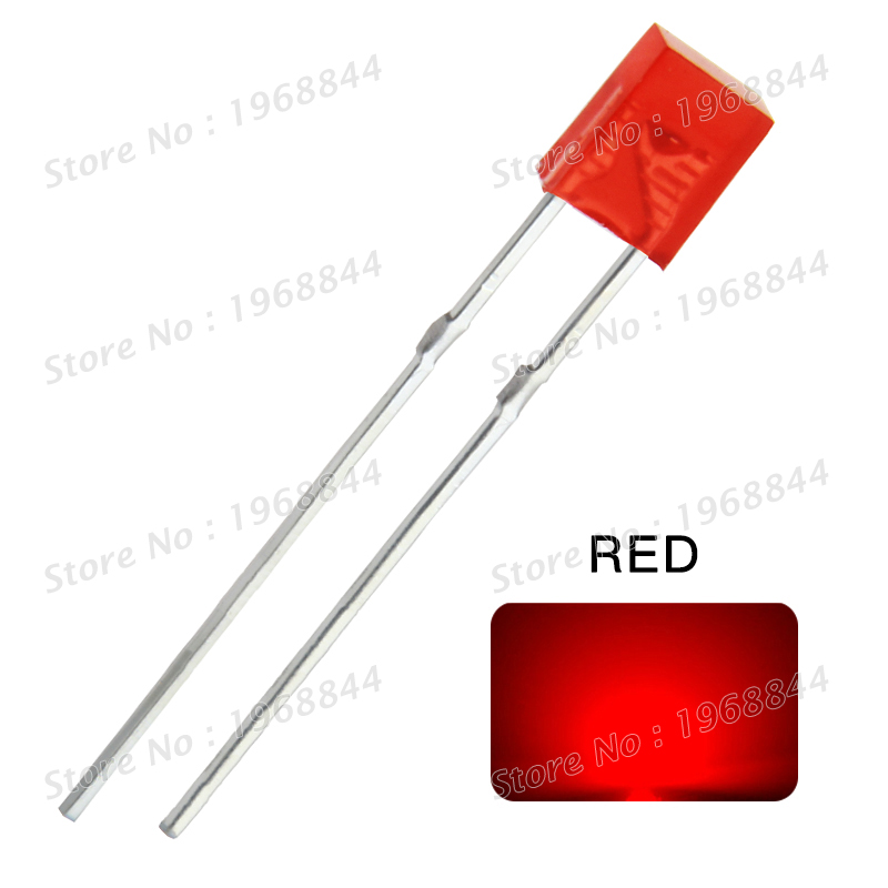 100pcs 2X3X4 mm Rectangle LED Diode Red Diffused Square DIP Light