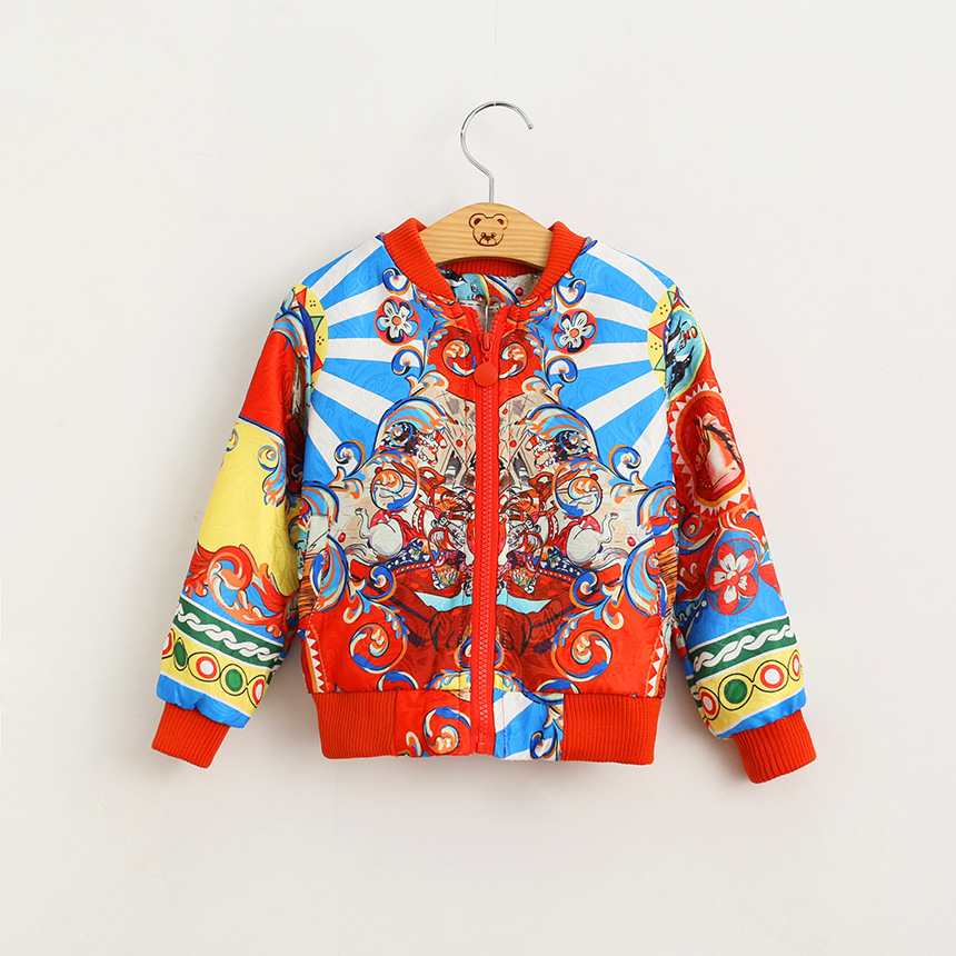 Children Wear Long Sleeve Zip Jacket Vest Dress Hoh Xil Ethnic Customs Printing Kids font b