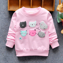 2016 New Arrival Baby Girls Sweatshirts Spring Autumn sweater cartoon 6 Cats long sleeve T shirt
