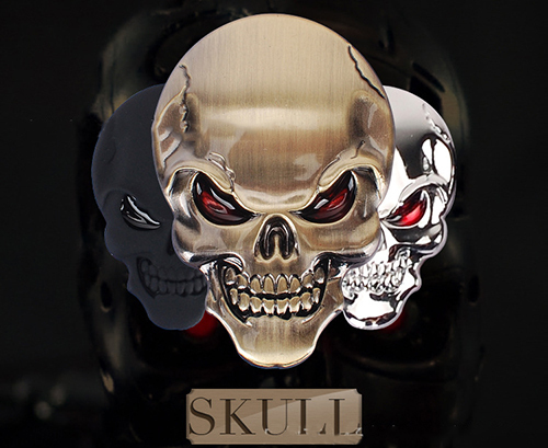 Image of 3D Skull zinc alloy Metal Skeleton Crossbones Car Motorcycle Sticker Label Skull Emblem Badge car styling stickers accessories