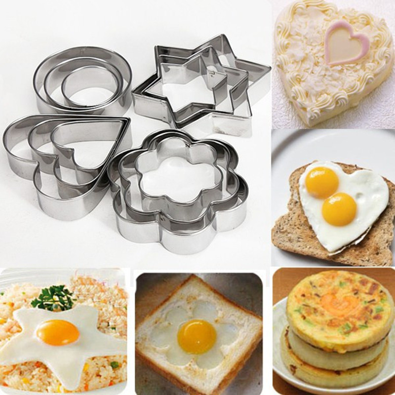 Star Circle Shapes 12Pcs Stainless Steel Cookie Fondant Cake Mould Mold Sugarcraft Cutter Kitchen Tool  2015 Newest