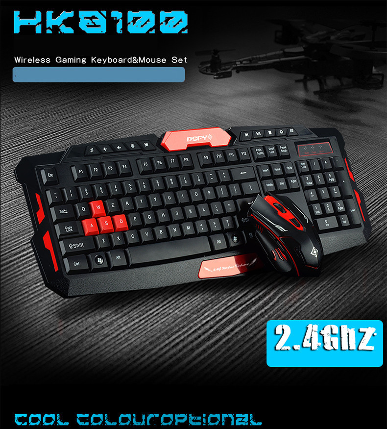 Gaming Wireless 2.4G Keyboard and Mouse Set Kit for Computer PC Multimedia Gamer