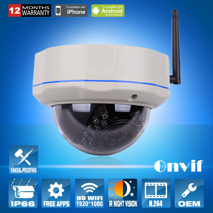 Гаджет  1080P HD Vandalproof Dome Wireless Network IP Camera 2MP Sony Sensor IR CCTV Camera WIFI Waterproof Security Camera Onvif None Безопасность и защита