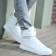 2016 Spring Fashion Men Casual Shoes Hip Hop Leather High-top Outdoor Shoes Gold Silver White Black Zapatos Hombe Plus size 46