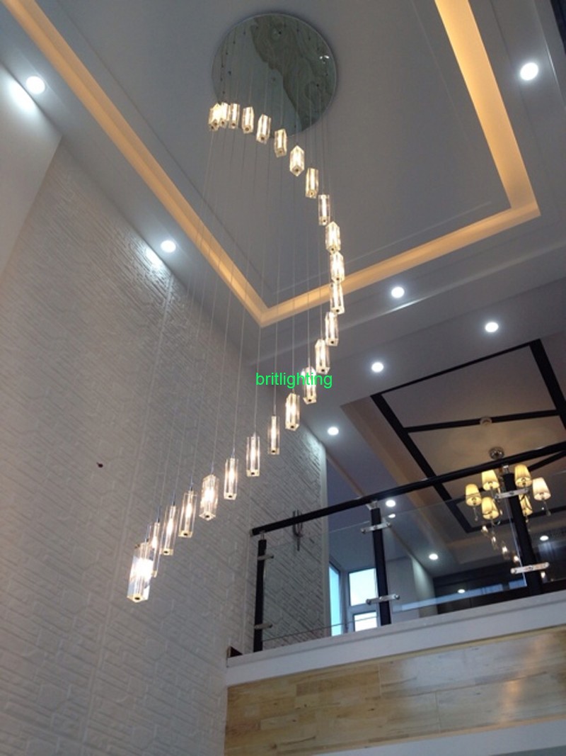 Chandelier led modern living room lamps crystal chandelier led lamp stairway lighting long crystal spiral chandeliers