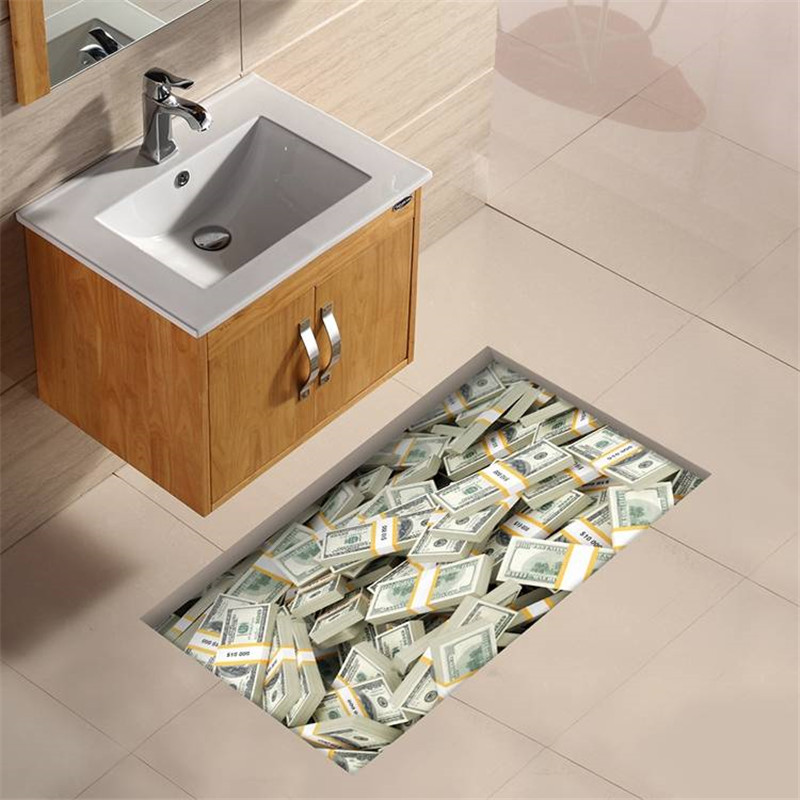 Different Quality PAG 3D Bathroom Waterproof Euro Pattern Floor Sticker Anti Slip Washable Shower Room Decor