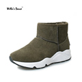 New Nubuck Leather 2016 Winter Boots Woman High Quality Short Plush Snow Boots for Ladies Brand
