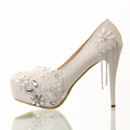 Tassel single shoes women pumps white lace flower non slip high heeled shoes platform wedding shoes