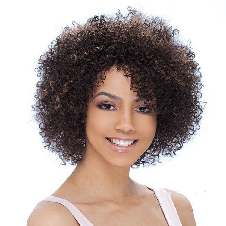 Image of African american celebrity wigs Short-female-haircut afro kinky curly wig synthetic hair cheap-wigs perfumes feminino