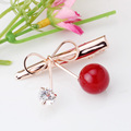 Imitation Diamond Cherry Pearl Bow Hairpin Duckbill Women Beauty Barrette Fashion Jewelry Wholesale Hair Accessories Clips