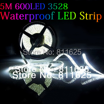 Hot Sale 5M lot IP65 Waterproof 3528 600 LED Strip Light Ribbon Tape 120led m WarmWhite