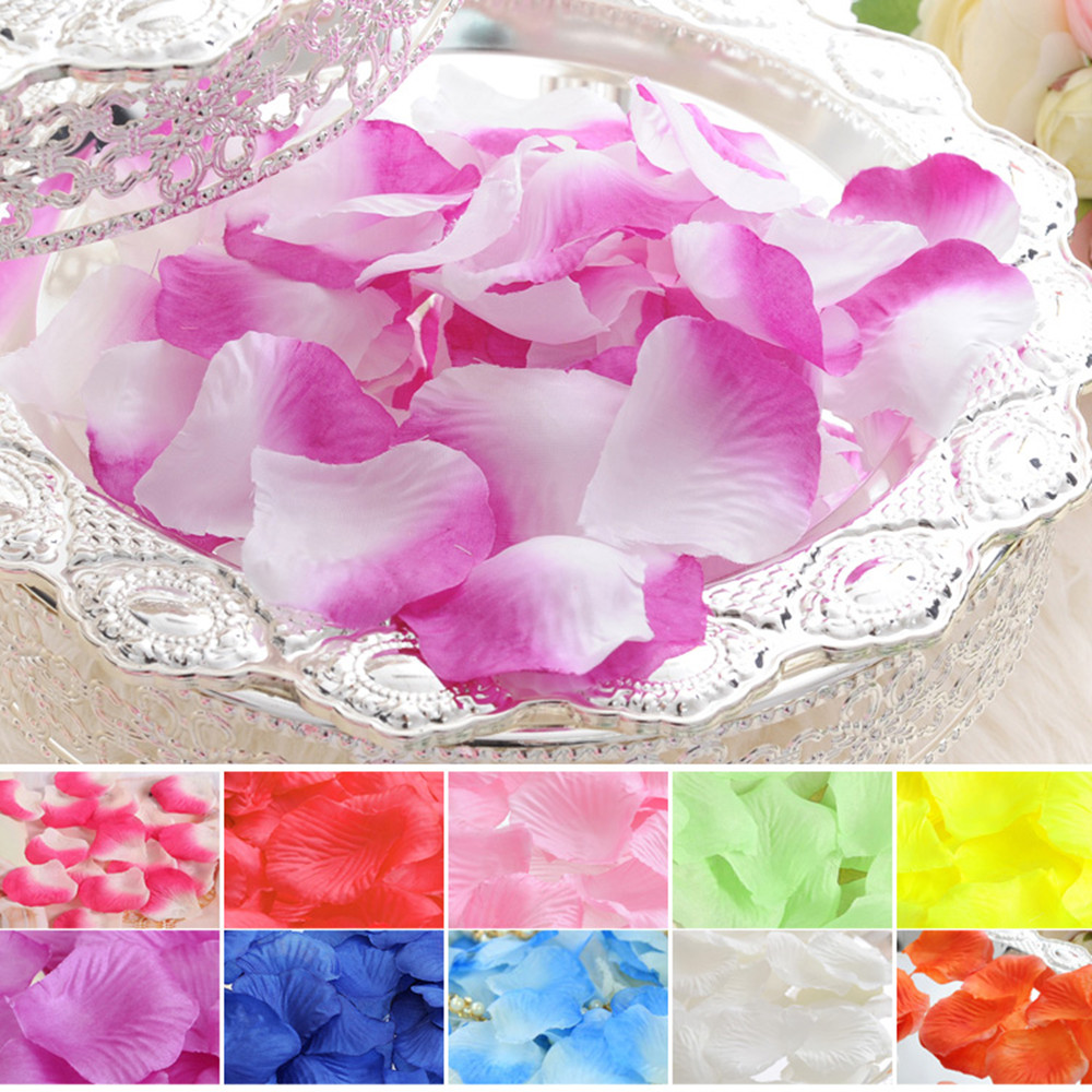 Image of Top quality 1000pcs Silk Rose Flower Petals Leaves Wedding Decorations Party Festival Table Confetti Decor 21 colors