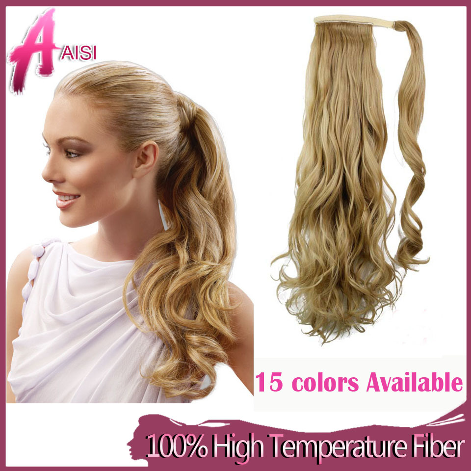 Image of Synthetic Long Wavy Clip In Wrap Around Ponytail Fake Hair Extension False Hair Ponytails Pad Hairpiece pony Tail Curly Piece