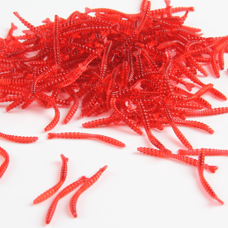 Image of 200 pcs/lot 2.0cm/0.04gram Smell red worm lures soft bait worms hot fishing takcle grub artificial lures FREE SHIPPING 21002