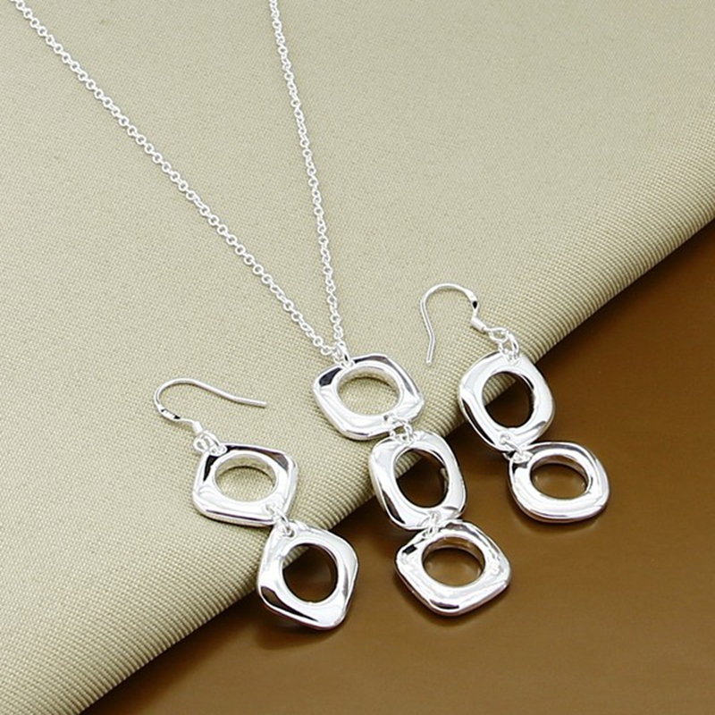Image of promotion sale, wholesale fashion jewelry, Silver jewelry, silver plated necklace + earrings jewelry set