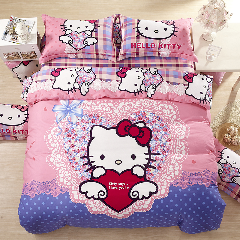Bedclothes bed linen , Child Cartoon , Doraemon Hello kitty 100% cotton 3D bedding sets include duvet cover bed sheet pillowcase