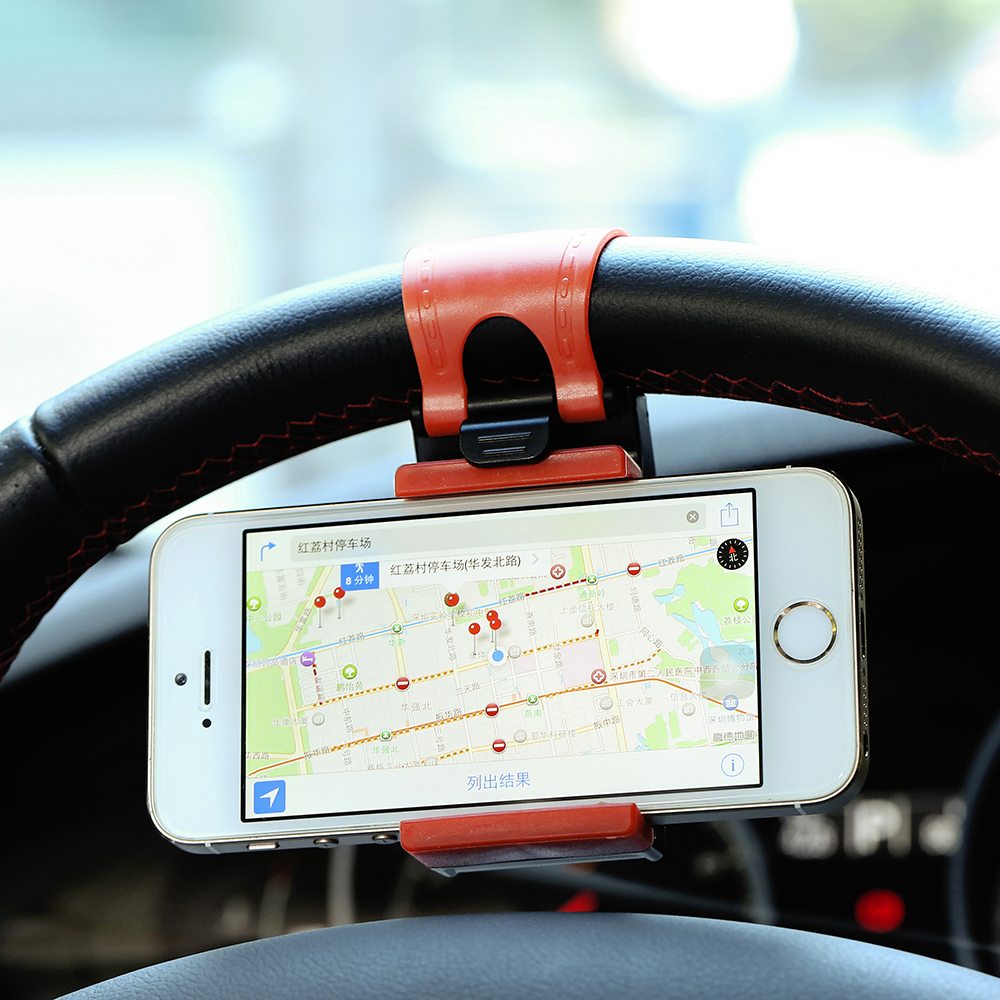 Image of Universal Car Steering Wheel Mobile Phone Holder, Bracket for iPhone 4S 5 6 plus Samsung Galaxy S4 S5 S6 Note 3 4 Smartphone GPS