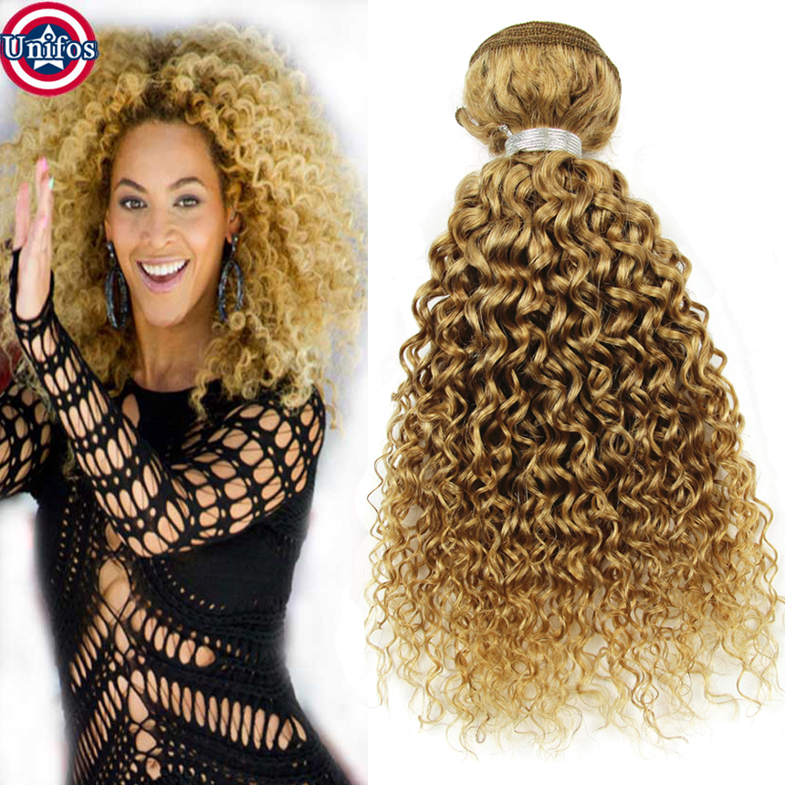 Honey Blonde Brazilian Curly Virgin Hair 3pcs Honey Blonde Human Hair Extensions Thick Weft Blonde Brazilian Hair Weave Bundles