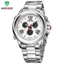 NEW WEIDE Brand Dual Time Japan Quartz Men s Military Watch Sports Watches Full Steel Wristwatch