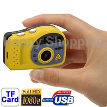 T7000 Yellow, 1080P Mini Digital Camera / Mini DV , 3.0 Mega Pixels Support TF Card